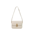 Borsa a tracolla quadrata minimalista in pelle crema con elegante fibbia dorata - Bianco Sporco