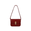 Borsa a tracolla rettangolare in ecopelle rossa retrò con chiusura in metallo dorato - Rosso