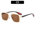 Lunettes aviateur homme avec monture dorée, verres bruns et branches noir et rouge, C5 - Monture Dorée Verres Ambrés