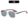 Lunettes de soleil pilote pour homme avec monture dorée, verres gris et détails rouges - Monture Argent Verres Gris