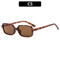 Retro square sunglasses with leopard tortoise frame and dark brown lenses style C5 - Tortoiseshell Frame Tea Lens