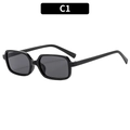 Retro square black frame sunglasses with dark grey lenses in a minimalist modern style - Black Frame Grey Lens