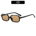 Retro square sunglasses with a sleek black frame and vibrant orange-brown lenses - Black Frame Tea Lens