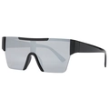 Futuristische quadratische Oversize verspiegelte Sportsonnenbrille mit breitem Bügel - Schwarzer Rahmen Silberner Spiegelgläser (C7)