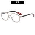 Men's double bridge pilot aviator frames in champagne gold and black metal - Silver Frame Clear Lenses