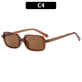 Retro square sunglasses in transparent tea brown finish with detailed side temple specs - Tea Frame Tea Lens