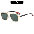 Men's aviator sunglasses with gold double-bridge frame and dark green polarized lenses - Gold Frame Dark Green Lenses