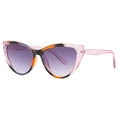 Occhiali da sole cat-eye leopardati con dettagli rosa e lenti viola sfumate alla moda - C6-Montatura Tricolore Grigio Sfumato