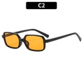 Retro square sunglasses with thick black frame and vibrant orange lenses, C2 variant style - Black Frame Yellow Lens