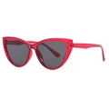 Elegant cat-eye sunglasses with translucent red frame and dark grey lenses - C5-Wine Red Frame Gray Lens