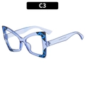 Cat eye blue light blocking glasses with leopard print and translucent blue frame - Transparent Blue
