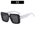 Occhiali da sole quadrati con montura nera e aste bianche effetto marmo mod C2 - Montatura Nera Stanghetta Bianca Lente Grigia(C2)