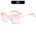 Occhiali a farfalla oversize in metallo dorato con lenti sfumate rosa tipo C5 - C5-Montatura Oro Doppie Lenti Rosa