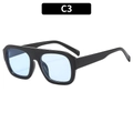Square black frame sunglasses with light blue transparent lenses in retro chic style - Black Frame Blue Lens