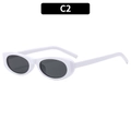 Vintage-Sonnenbrille mit ovalem weißem Rahmen und dunkelgrauen Gläsern für Damen - Weißer Rahmen Graue Gläser (C2)