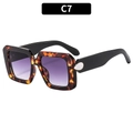 Square tortoise sunglasses with purple gradient lenses and teardrop pearl detail - Tortoiseshell Frame Gradient Gray Lens(C7)
