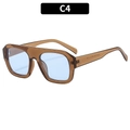 Chic square sunglasses with transparent brown frame and light blue lenses for women - Olive Green Blue Lens
