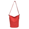 Minimalistische rode suède bucket bag met verstelbare schouderband en matte finish - Rood