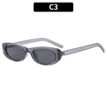 Retro-Oval-Sonnenbrille mit transparentem grauem Harzrahmen und dunkelgrauen Gläsern - Transparenter Grauer Rahmen Graue Gläser (C3)