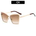 Lunettes de soleil cat-eye tendance avec monture en métal doré et verres dégradés bruns - C4-Monture Dorée Doubles Verres Thé