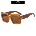 Retro large frame sunglasses with gradient orange-brown frames and dark brown lenses - Jelly Orange Frame Tea Lens(C5)