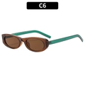 Retro-Oval-Sonnenbrille mit bernsteinfarbenem Rahmen und grünen Bügeln - Transparent Teebrauner Rahmen / Teebraune Gläser (C6)