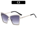 Lunettes de soleil géométriques oversize avec monture dorée et verres dégradés violets - C3-Monture Argent Double Gris Verre