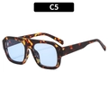 Lunettes de soleil carrées léopard avec verres bleu clair au style rétro chic - Monture Écaille Lentilles Bleues