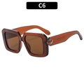 Square brown oversized sunglasses with transparent frames and retro tinted lenses - Dark Tea Frame Tea Lens(C6)