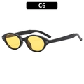Occhiali da sole ovali retrò con montatura nera lucida e lenti gialle alla moda - Montatura Nera Lente Gialla (C6)