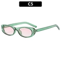 Retro oval sunglasses with transparent green frames and light pink lenses variant - Green Frame Gradient Pink Lens (C5)