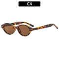 Retro tortoise shell oval sunglasses with brown lenses and silver rivet accents - Leopard Frame Tea Lens (C4)