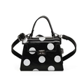 Chic black and white polka dot crossbody bag with silver buckle and top handle - Black