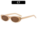 Vintage oval sunglasses in champagne translucent frame with dark brown lenses C7 - Jelly Tea Frame Tea Lens (C7)