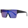 Rahmenlose Oversize-Sonnenbrille mit lila-blau verspiegelten Gläsern und schwarzem Rahmen - Schwarzer Rahmen Blaue Spiegelgläser (C2)