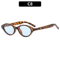 Retro oval sunglasses with tortoise shell frame, blue lenses, and stylish metal rivets - Demi Frame Blue Lens (C8)