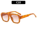 Lunettes de soleil carrées oversize avec monture écaille orange et verres dégradés - Monture Écaille Ambrée Lentilles Thé (C10)