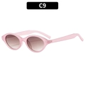 Pink translucent oval sunglasses with gradient lenses and vintage rice nail design - Pink Frame Gradient Tea Lens(C9)