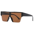 Lunettes de soleil oversize carrées à monture noire et verres ambrés foncés monoblocs - C08 Monture Noire Thé