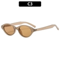 Retro oval sunglasses with champagne translucent frames and dark brown lenses - Light Tea Frame Tea Lens (C3)