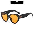 Gafas de sol cat eye con montura negra y lentes transparentes de color naranja C3 - Estilo de Lente Naranja Transparente de Tendencia / Montura Negra Lentes Naranja (C3)