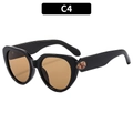 Gafas de sol cat-eye con montura negra, lentes café y detalles metálicos elegantes - Estilo Retro de Lente de Té / Montura Negra Lentes Té (C4)
