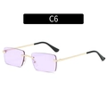 Lunettes de soleil rectangulaires sans monture avec verres lilas et monture dorée - Lentille Violette (C6)