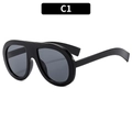 Classic black shield frame sunglasses with dark grey lenses and polished finish - Black Frame Grey Lens