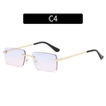Lunettes de soleil carrées sans monture avec verres dégradés violets et bleus et monture or - Lentille Dégradée Bleu Rose (C4)