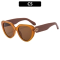 Chic women's cat-eye sunglasses with amber tortoiseshell frames and brown lenses C5 - Jelly Orange Frame Tea Lens(C5)