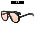 Oversized retro aviator sunglasses with black frame and peach tinted lenses C3 variant - Black Frame Champagne Lens