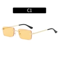 Lunettes de soleil rétro sans monture carrées avec verres ambre et cadre doré C1 - Lentille Orange (C1)