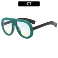 Oversized thick green frame sunglasses with blue yellow gradient lenses and black temples - Green Frame Blue Yellow Lens