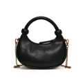 Bolso de media luna negro con asa anudada y cadena metálica dorada de alta gama - Negro